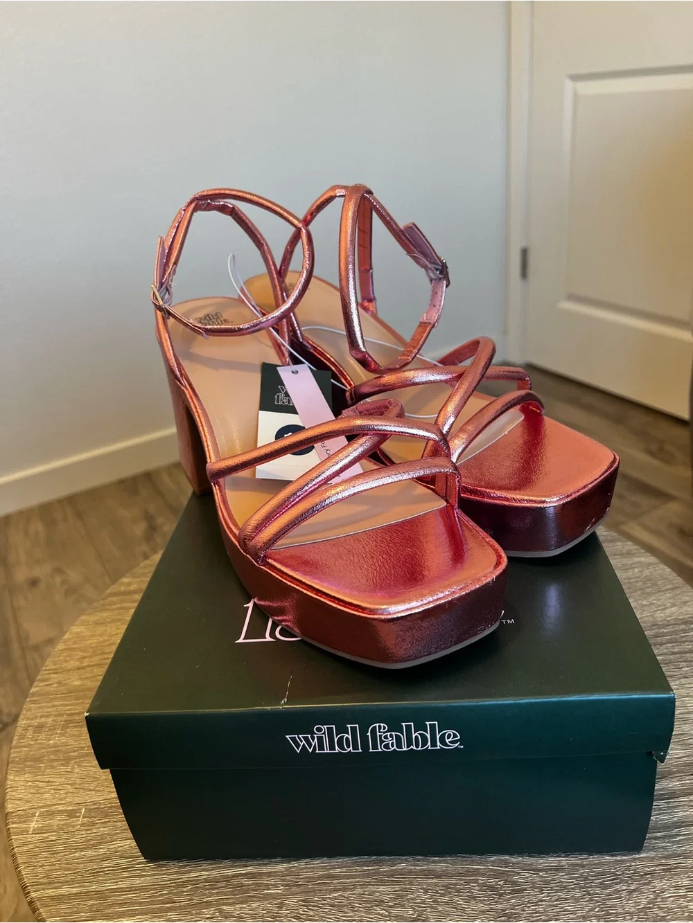 NWT Y2K Wild Fable Pink Metallic Platform Chunky Block High Heel- Size 13